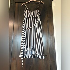 Sourpuss Black & White Striped Hi Lo Dress